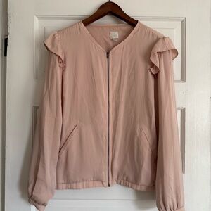 LC Lauren Conrad Blush Pink Ruffle Bomber Jacket
